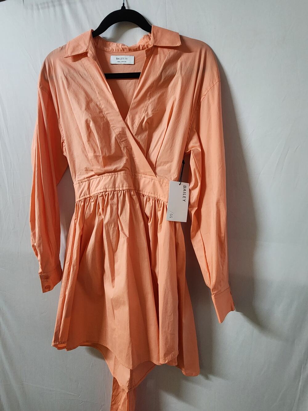 Bailey 44 Chanel Wrap Dress XS Coral Peach Long Sleeve Collared NWT $298